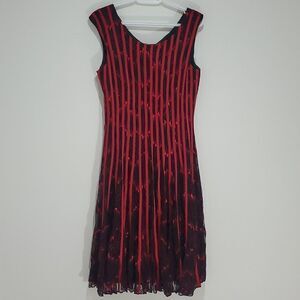 MELANIE Lyne Medium Red And Black Striped Sleeveless Dress